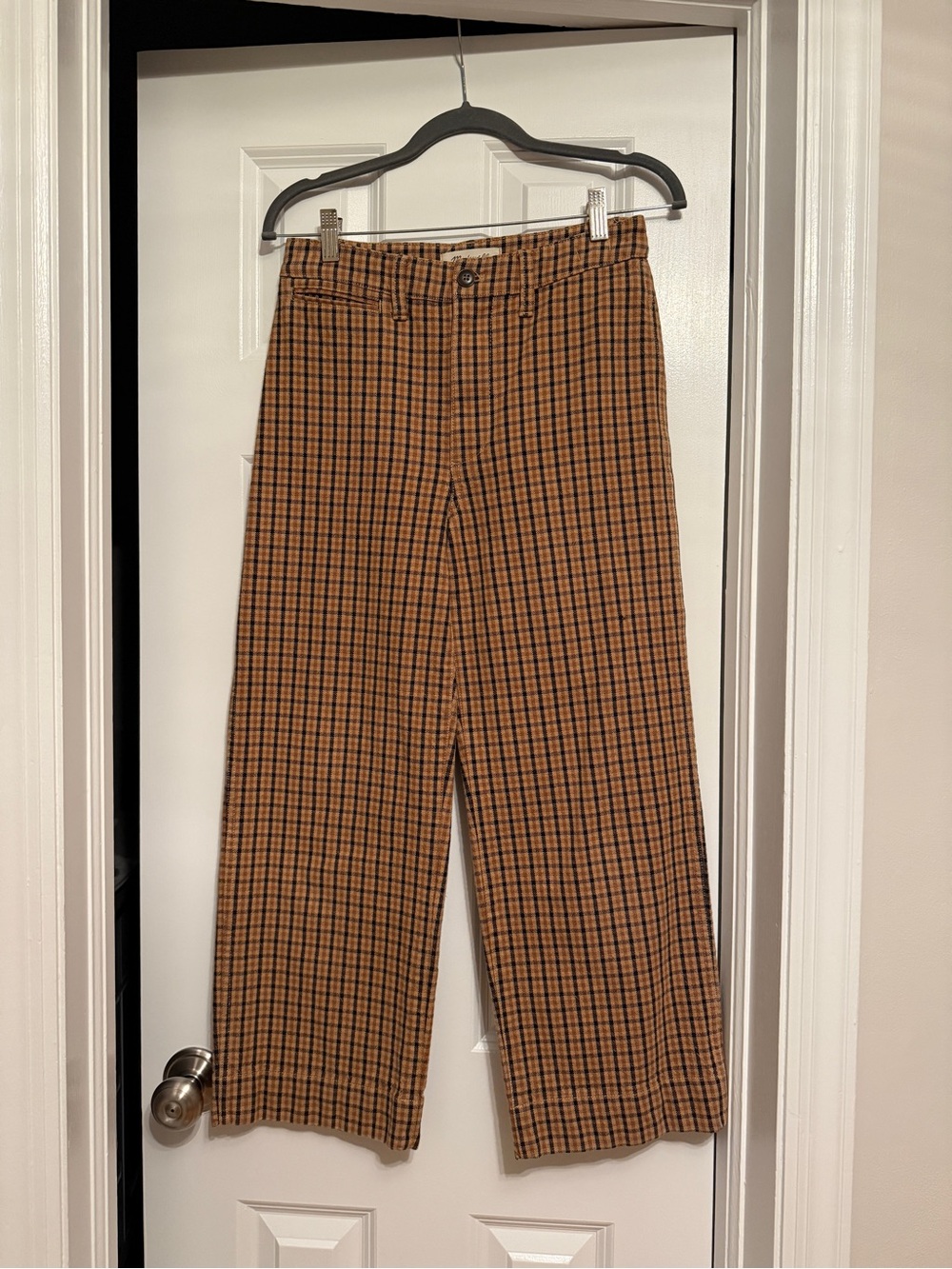 Madewell Tan and Black Plaid Wide-Leg Pants